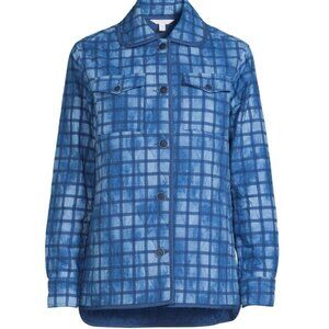 Navy Blue Quilted Jacket w/ Peter Pan Collar - Size Medium (8-10)